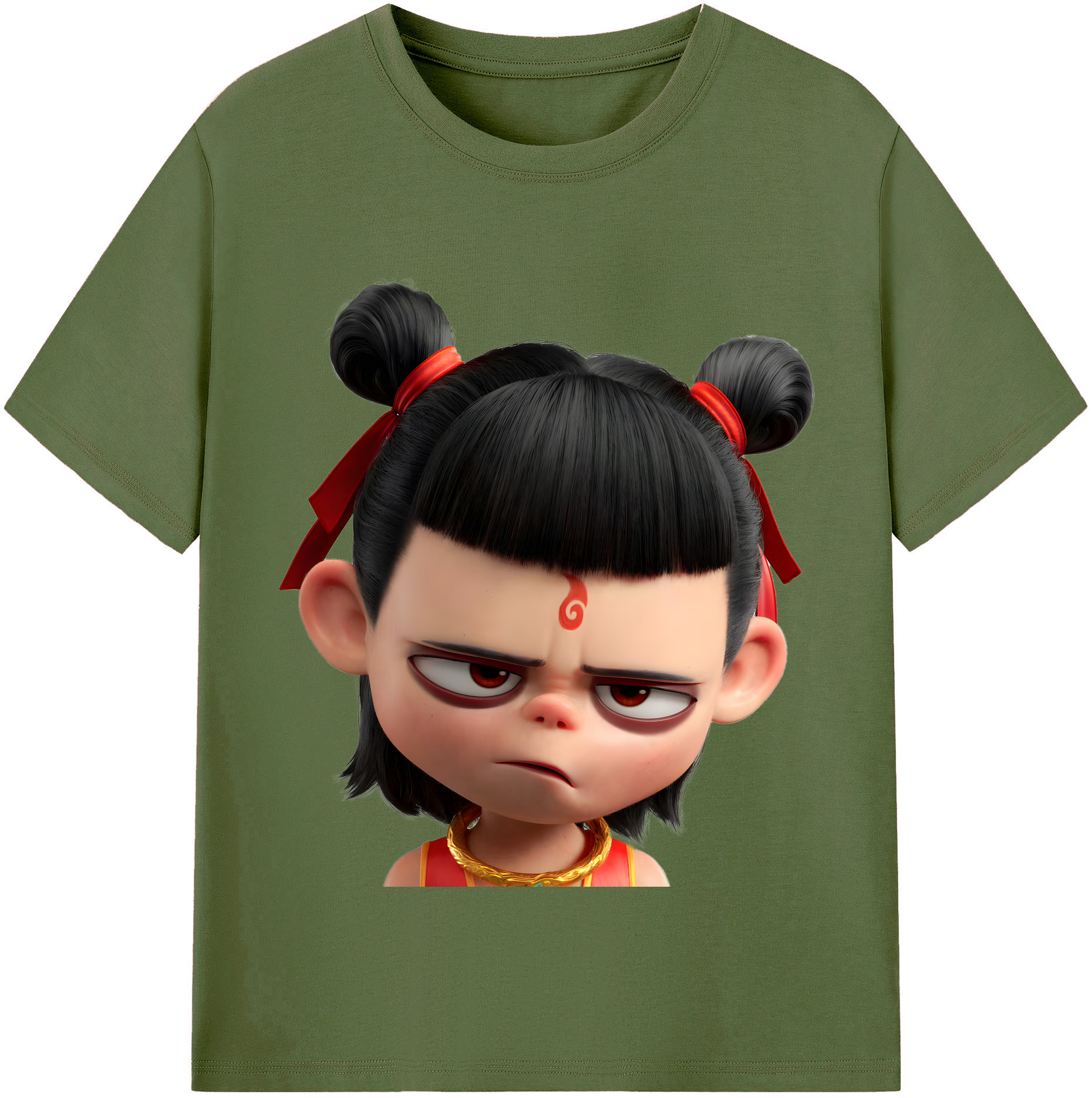 （画像用） Ne Zha 2 ナタ 魔童の大暴れ 綿100％半袖Tシャツ（フロントプリント）